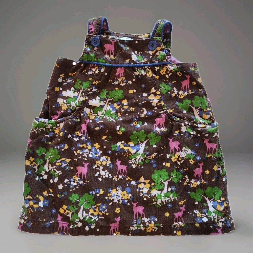 Baby Boden Floral Woodland Corduroy Romper Dress - Size: 12-18 Months